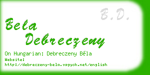 bela debreczeny business card